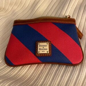 Dooney & Bourke EUC Red and Blue Striped Zippered Pouch